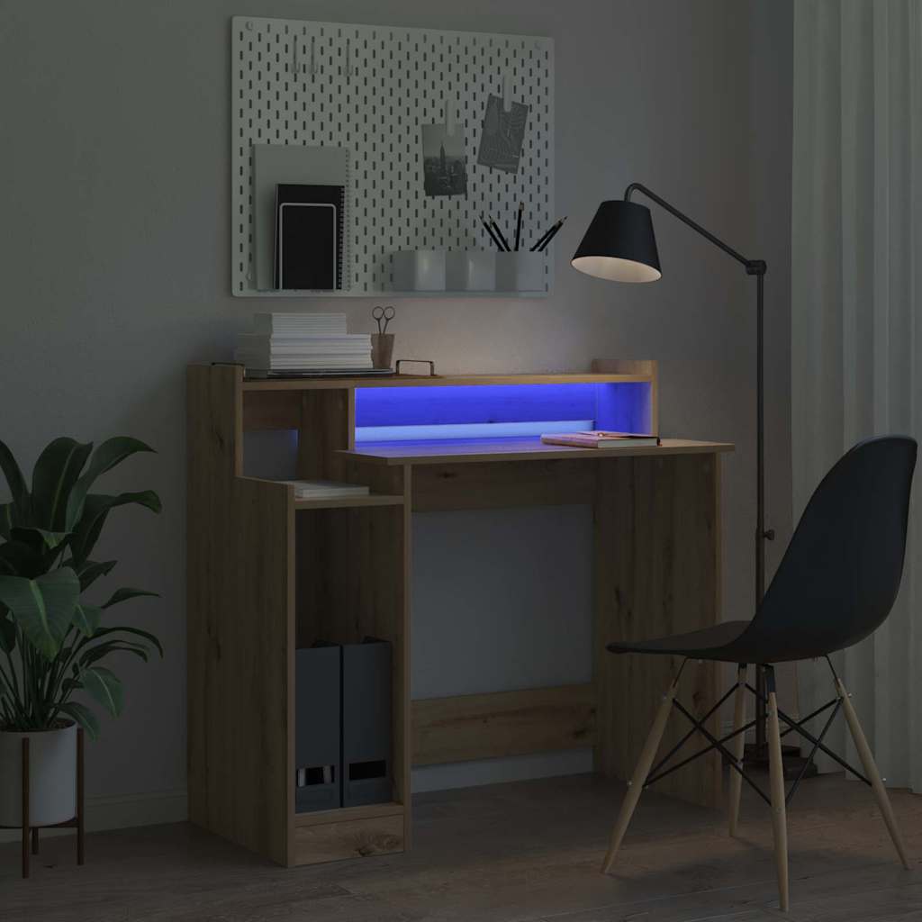Schreibtisch mit LEDs Weiß 97x45x90 cm Holzwerkstoff