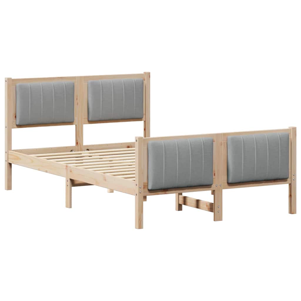 Bettgestell Braun und hellgrau 200 x 200 cm Massivholz Kiefer