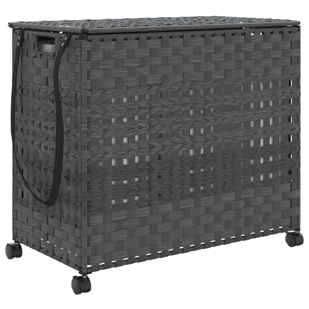Wäschekorb mit Rollen 66x35x60 cm Rattan