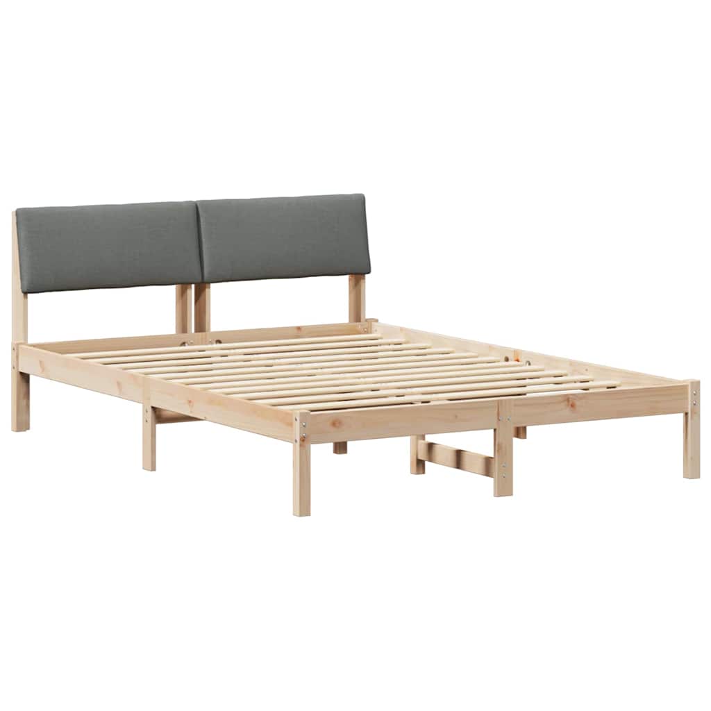 Bettgestell Braun und hellgrau 200 x 200 cm Massivholz Kiefer