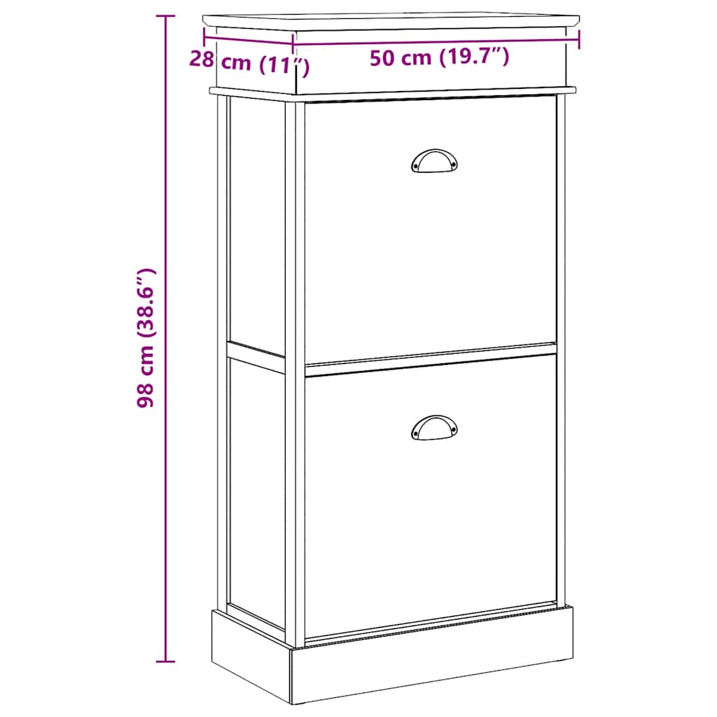 Schuhschrank Grau 50 x 28 x 98 cm Paulownia Holz