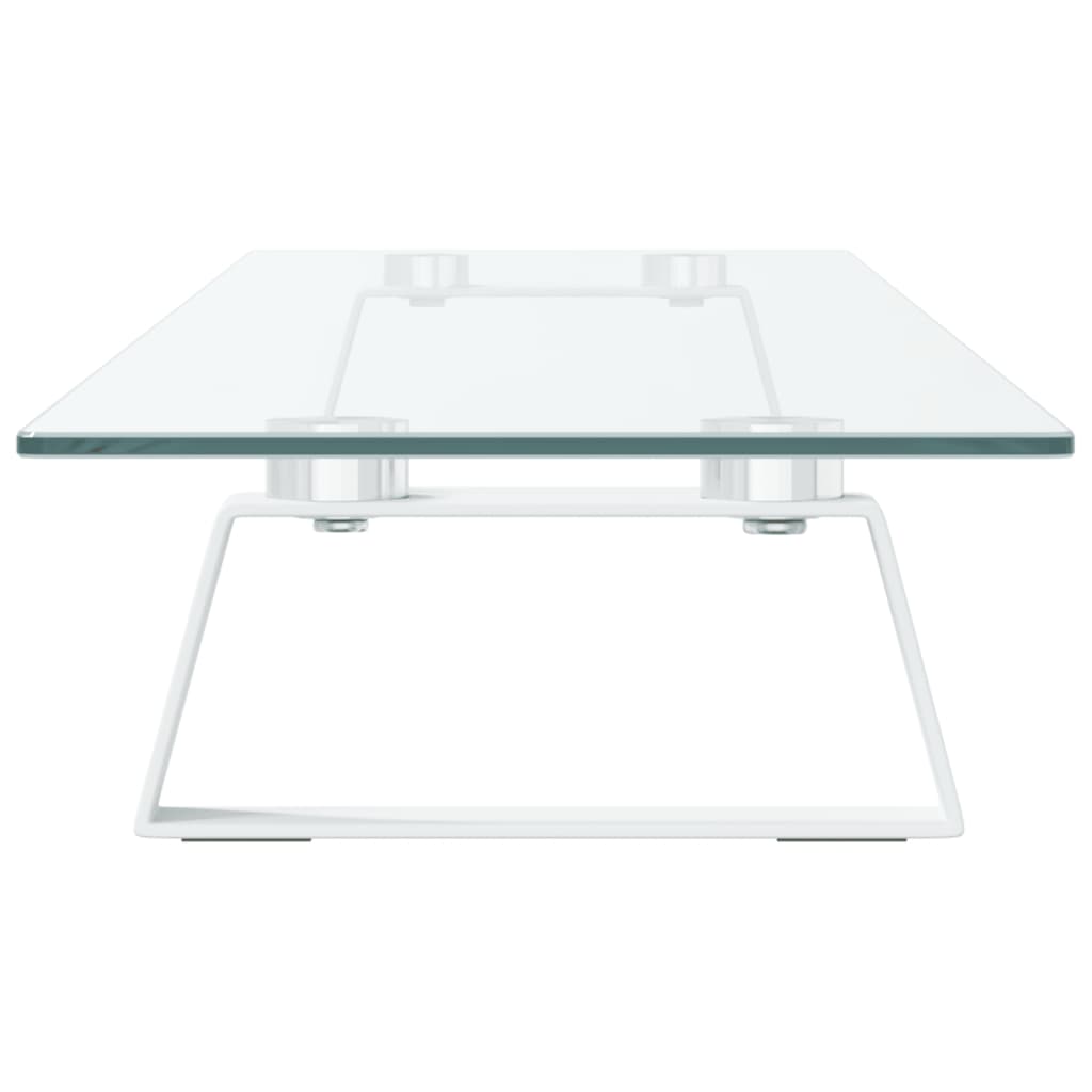 Monitorständer Weiß 60x20x8 cm Hartglas und Metall