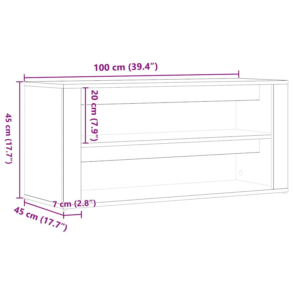 Schuhregal Weiß 100x35x45 cm Holzwerkstoff