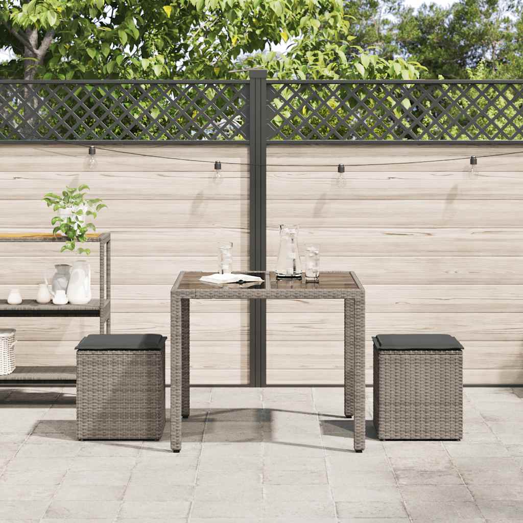 Gartenhocker mit Kissen 2 Stk. Schwarz 40x40x43 cm Poly Rattan