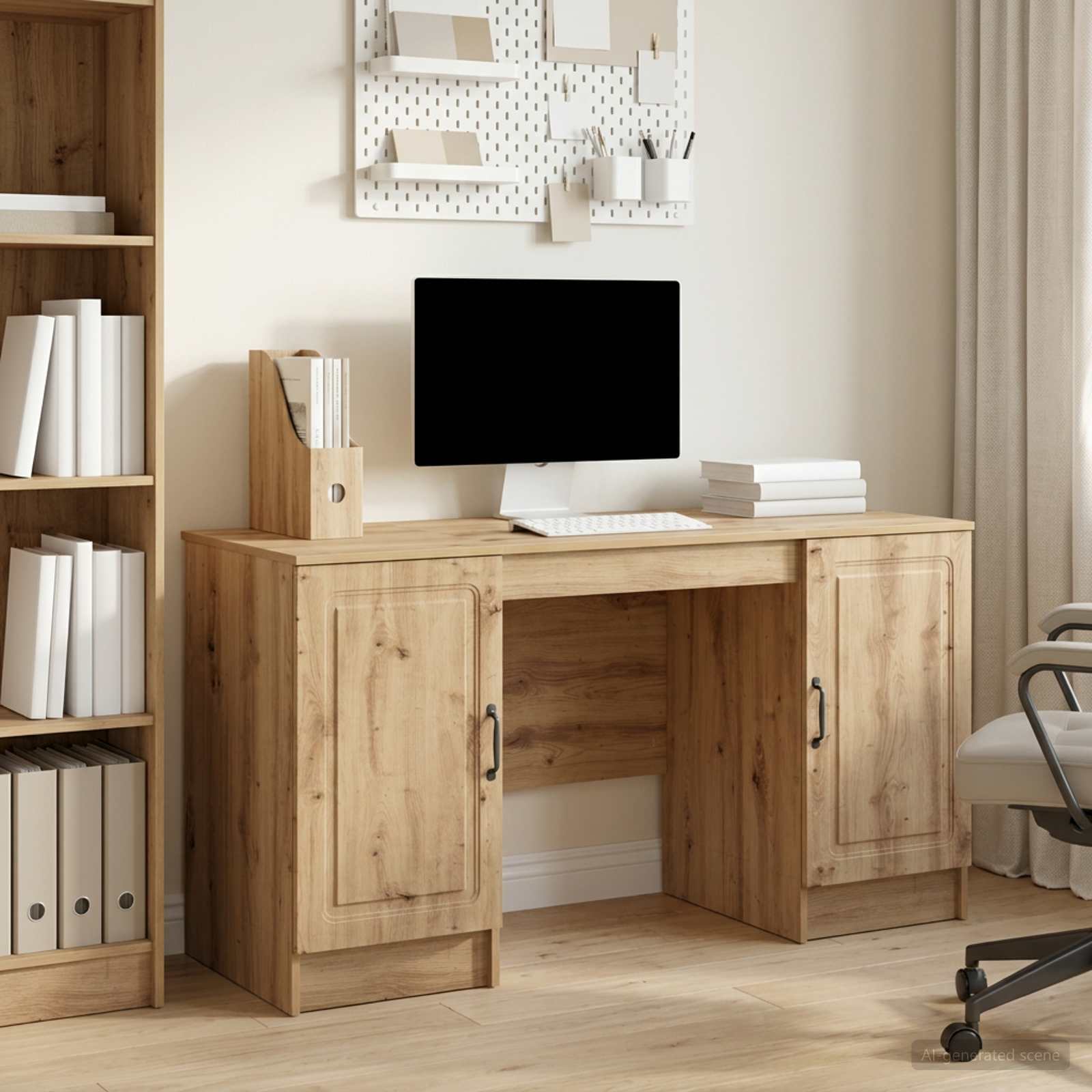 Schreibtisch mit Regal Schwarz 142,5 x 50 x 75 cm Holzwerkstoff