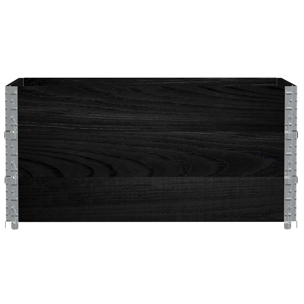 Paletten-Aufsatzrahmen Schwarz 80x60 cm Massivholz Kiefer