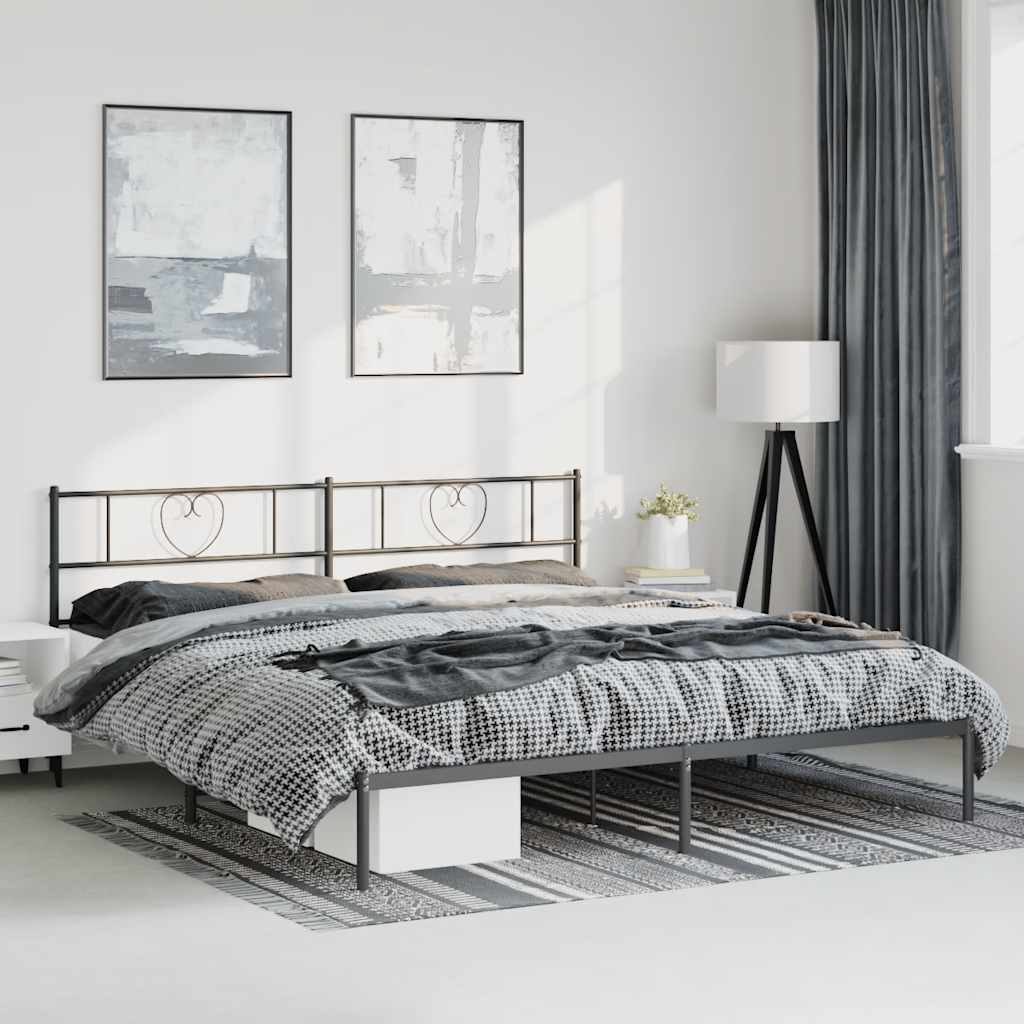 Bettgestell mit Kopfteil Metall Schwarz 100x190 cm
