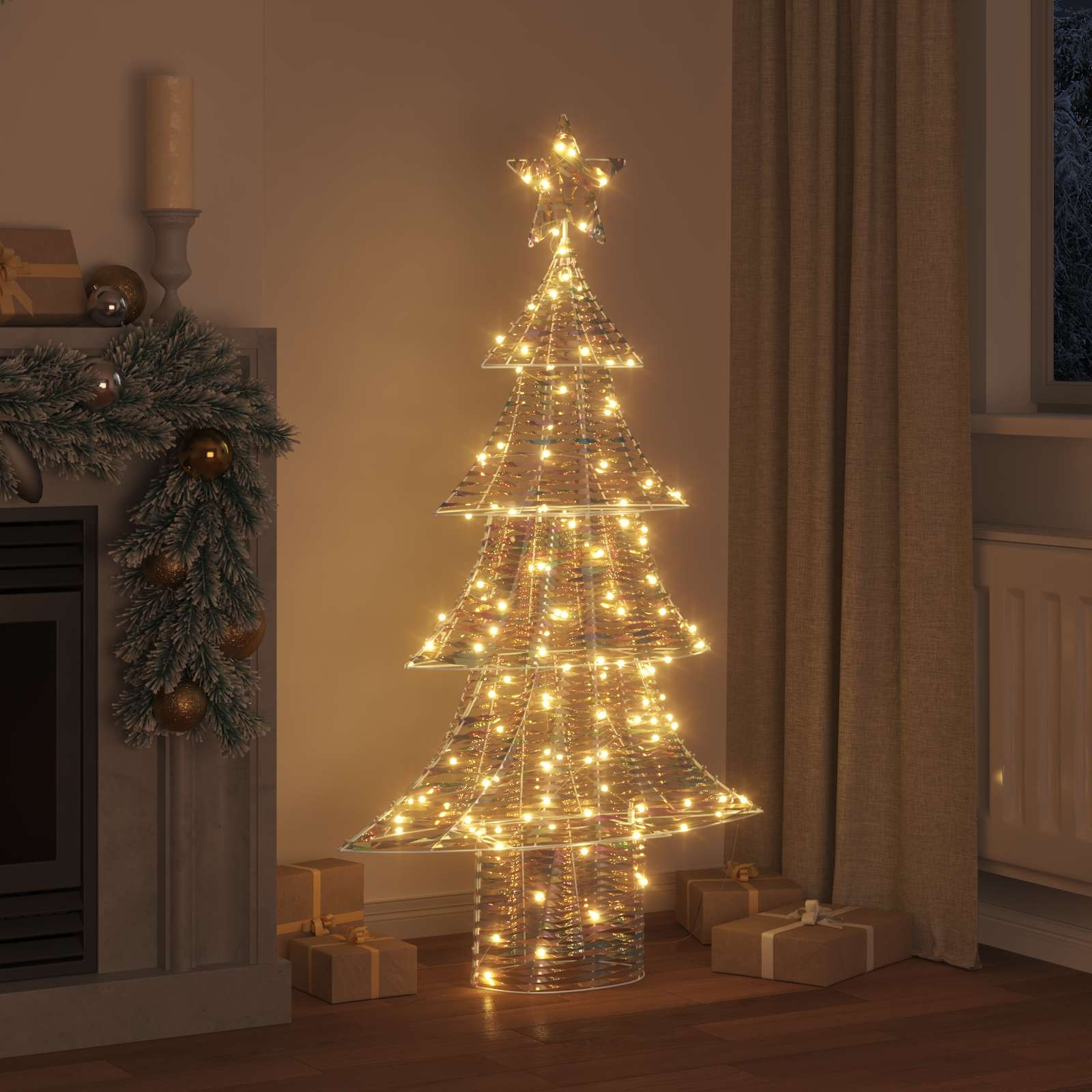 Weihnachtsbaum mit 120 LEDs Warmweiß 120,5 cm PET
