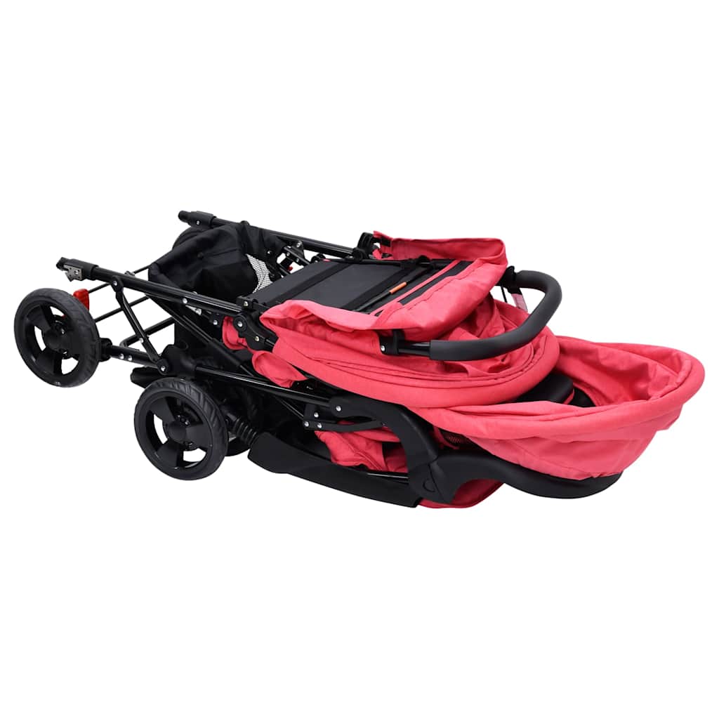 Tandem-Zwillingskinderwagen Dunkelgrau Stahl