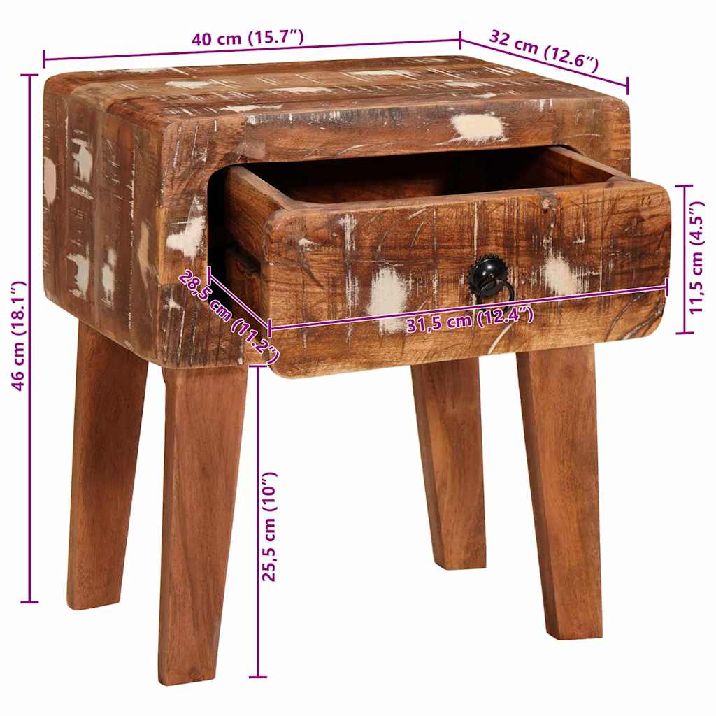 Beistelltisch Braun 40 x 32 x 46 cm Massivholz Mango