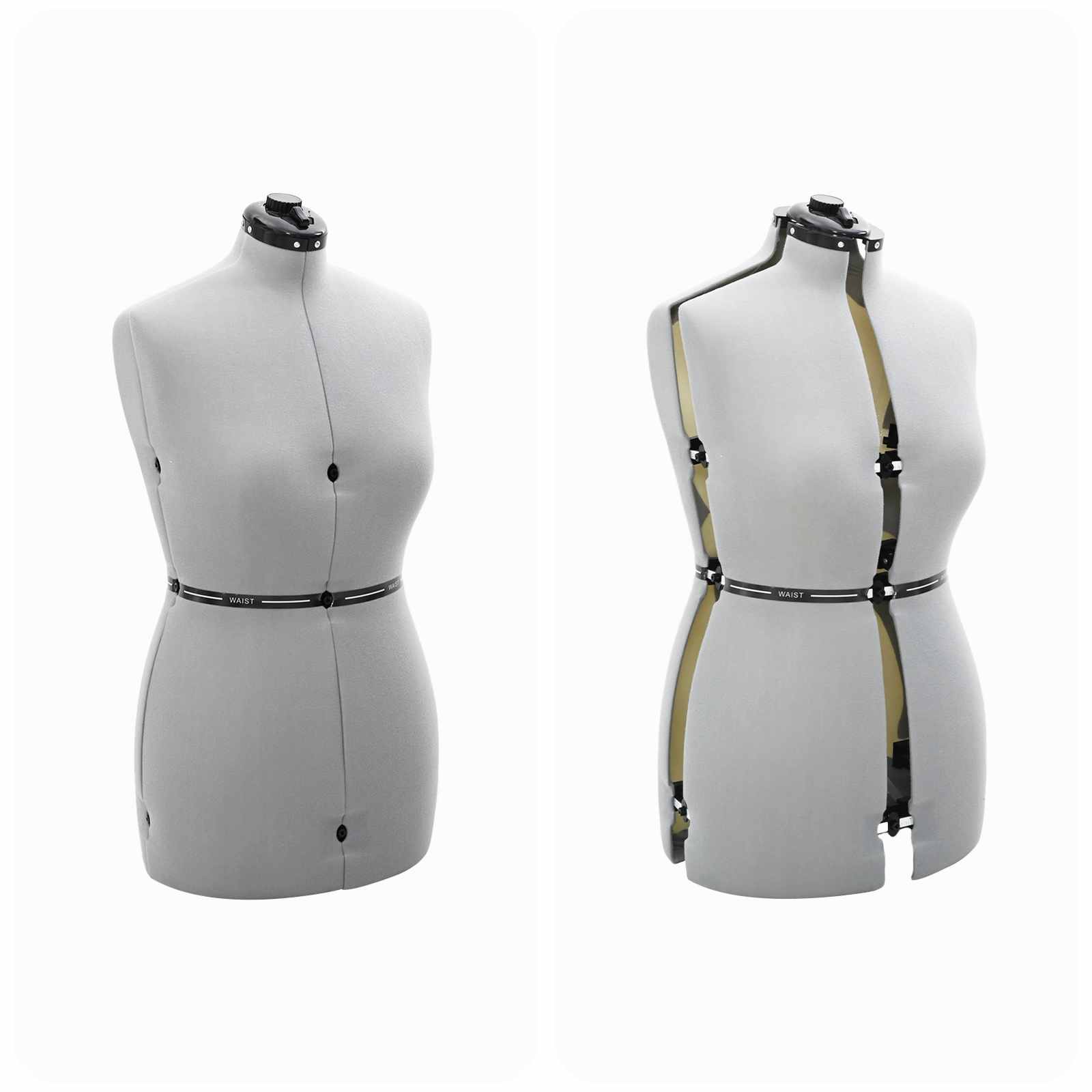 Verstellbare Kleiderform für Damen Creme S Samt