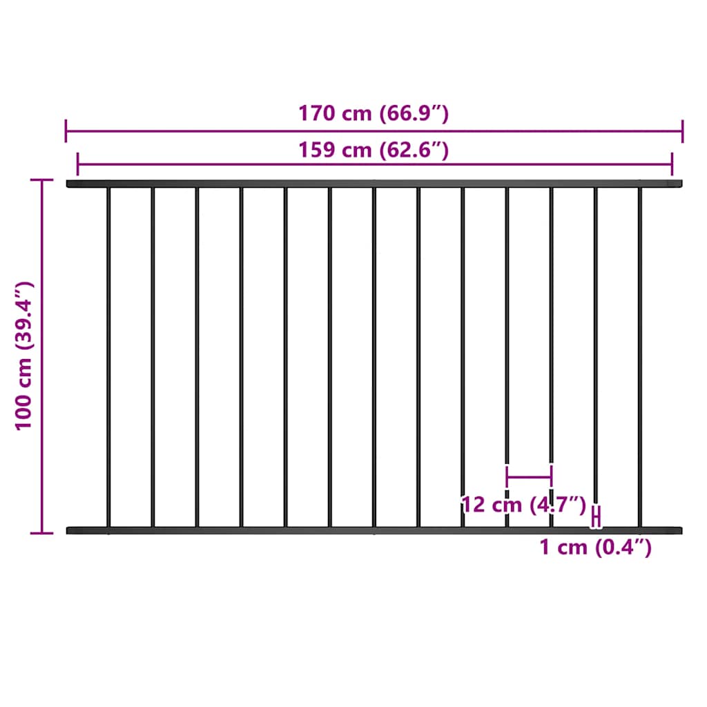 Zaunelement Woerden Pulverbeschichteter Stahl 1,7 x 0,75 m Schwarz