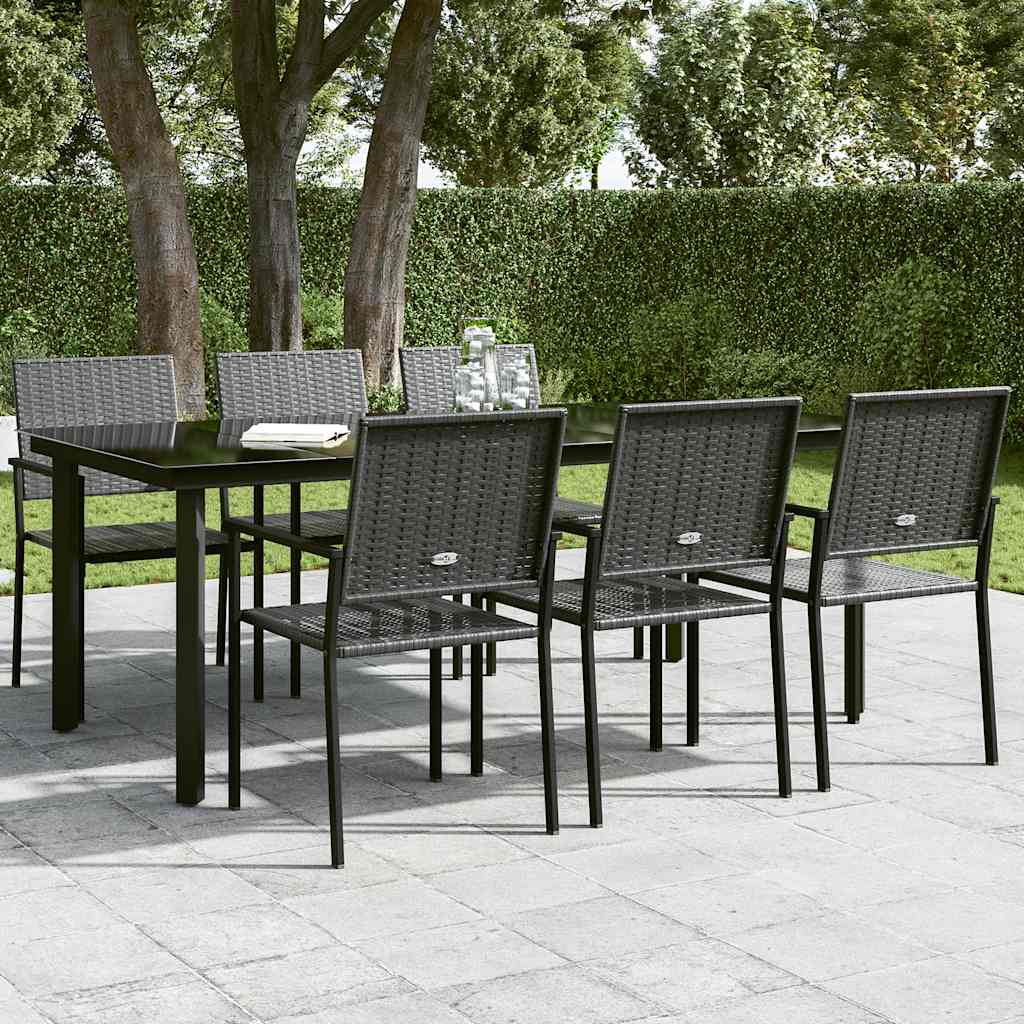 Garten-Esstisch Schwarz 160x80x74 cm Stahl und Hartglas