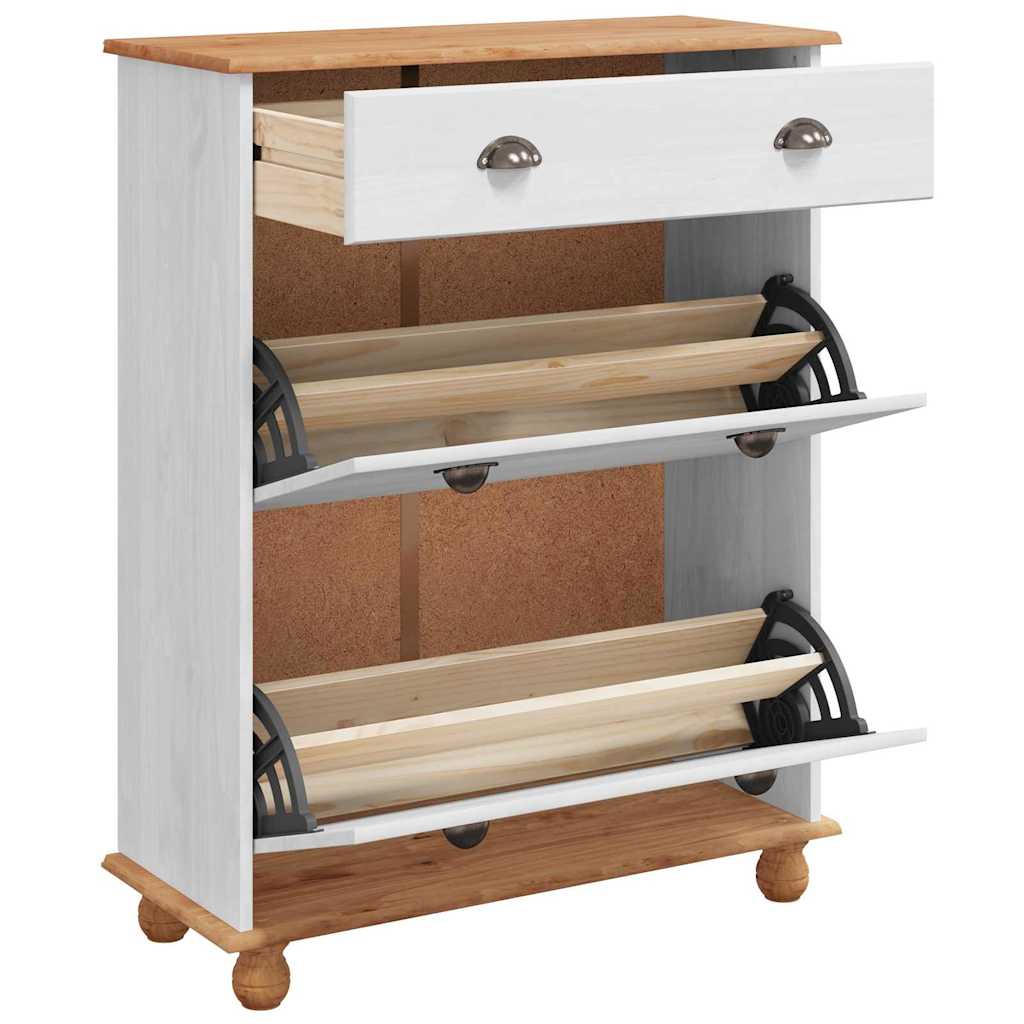 Schuhschrank ASKIM Braun 85 x 35 x 108 cm Massives Kiefernholz