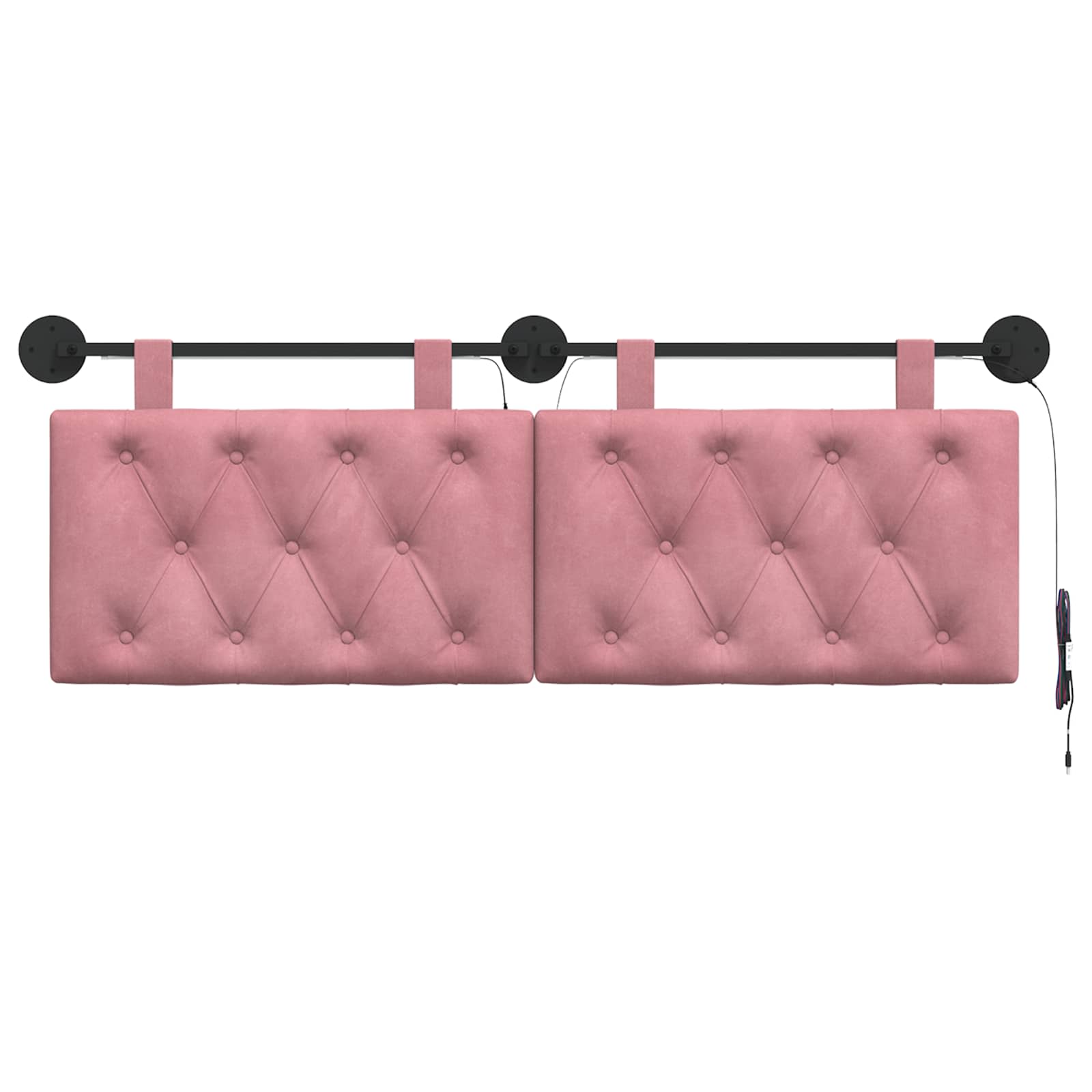 Hängendes Kopfteil Mit LED Licht Hellgrau Samt