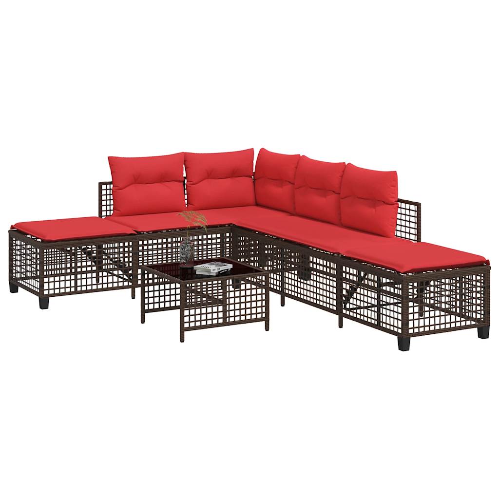 3-teiliges Ecksofa-Set für den Garten mit Kissen, grau, Polyrattan