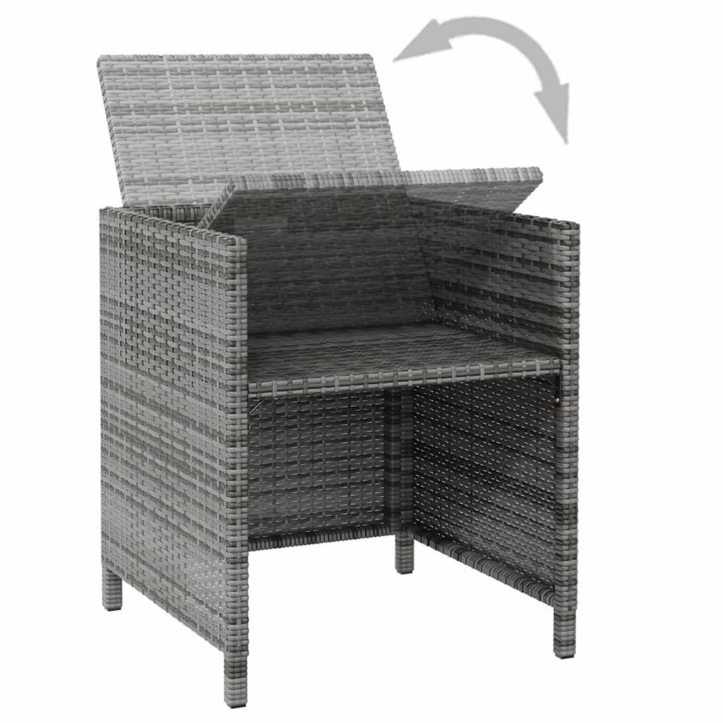 4-tlg. Gartenstuhl und Hocker Set Poly Rattan Schwarz