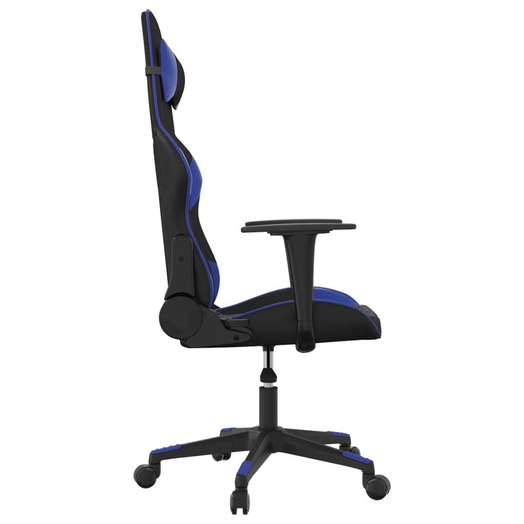 Gaming-Stuhl mit Massagefunktion Schwarz und Blau Kunstleder
