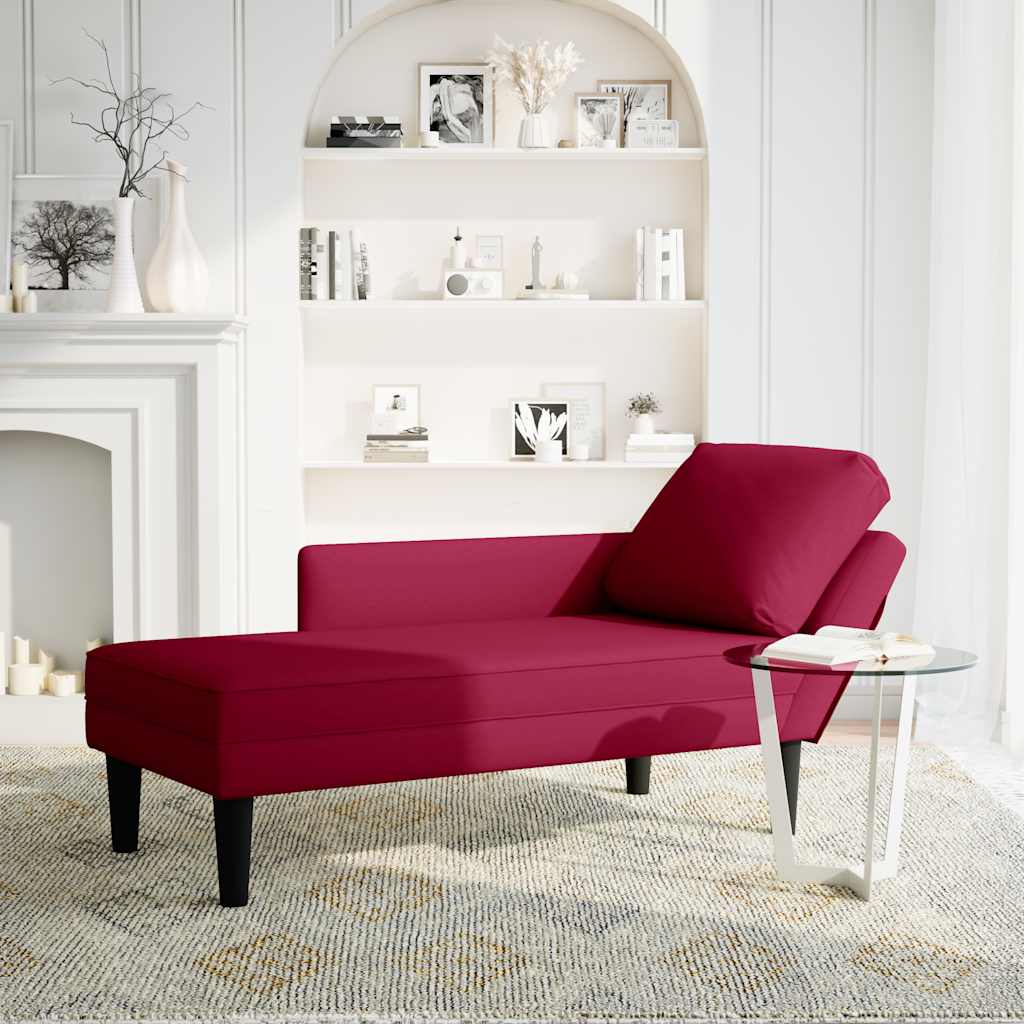 Chaiselongue mit Kissen und Rechter Armlehne Blau Samt