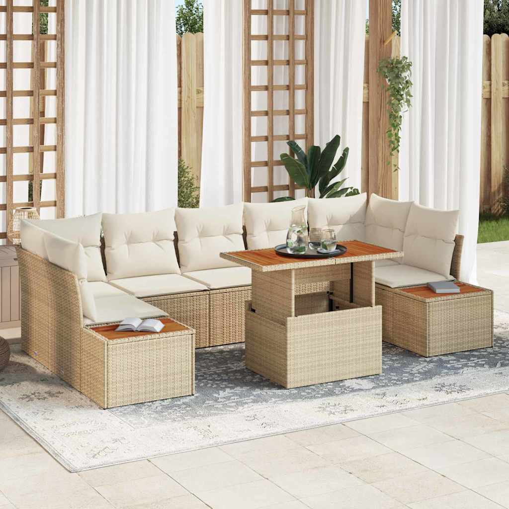 Garten Essgruppe mit Kissen 8 pcs Schwarz und Beige