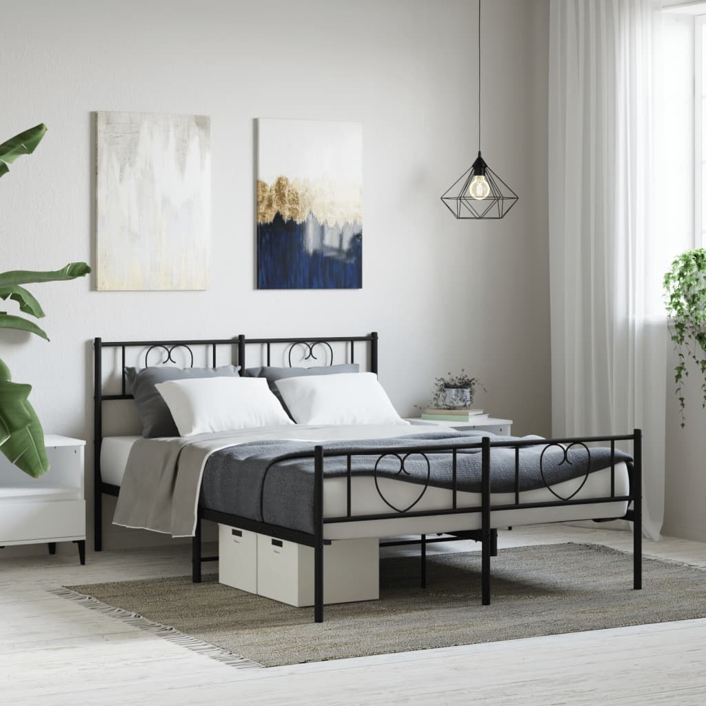 Bettgestell mit Kopfteil Metall Schwarz 100x190 cm