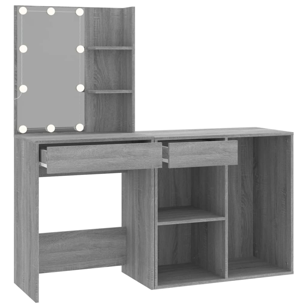 LED-Schminktisch mit Schrank Weiß Holzwerkstoff