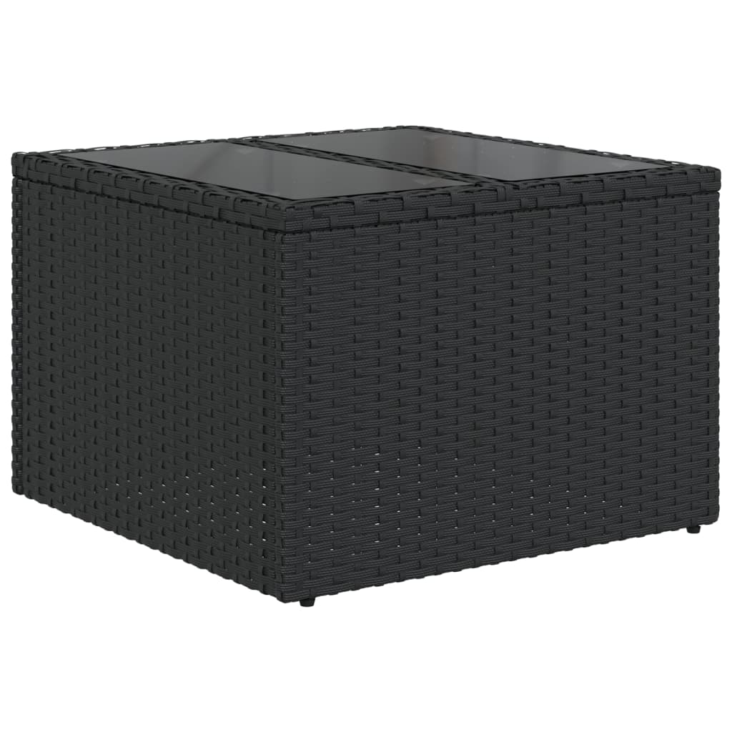 10-teiliges Gartensofa-Set mit Kissen, schwarzes Polyrattan