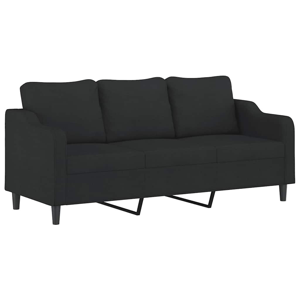 3-tlg. Sofagarnitur mit Kissen Braun Stoff