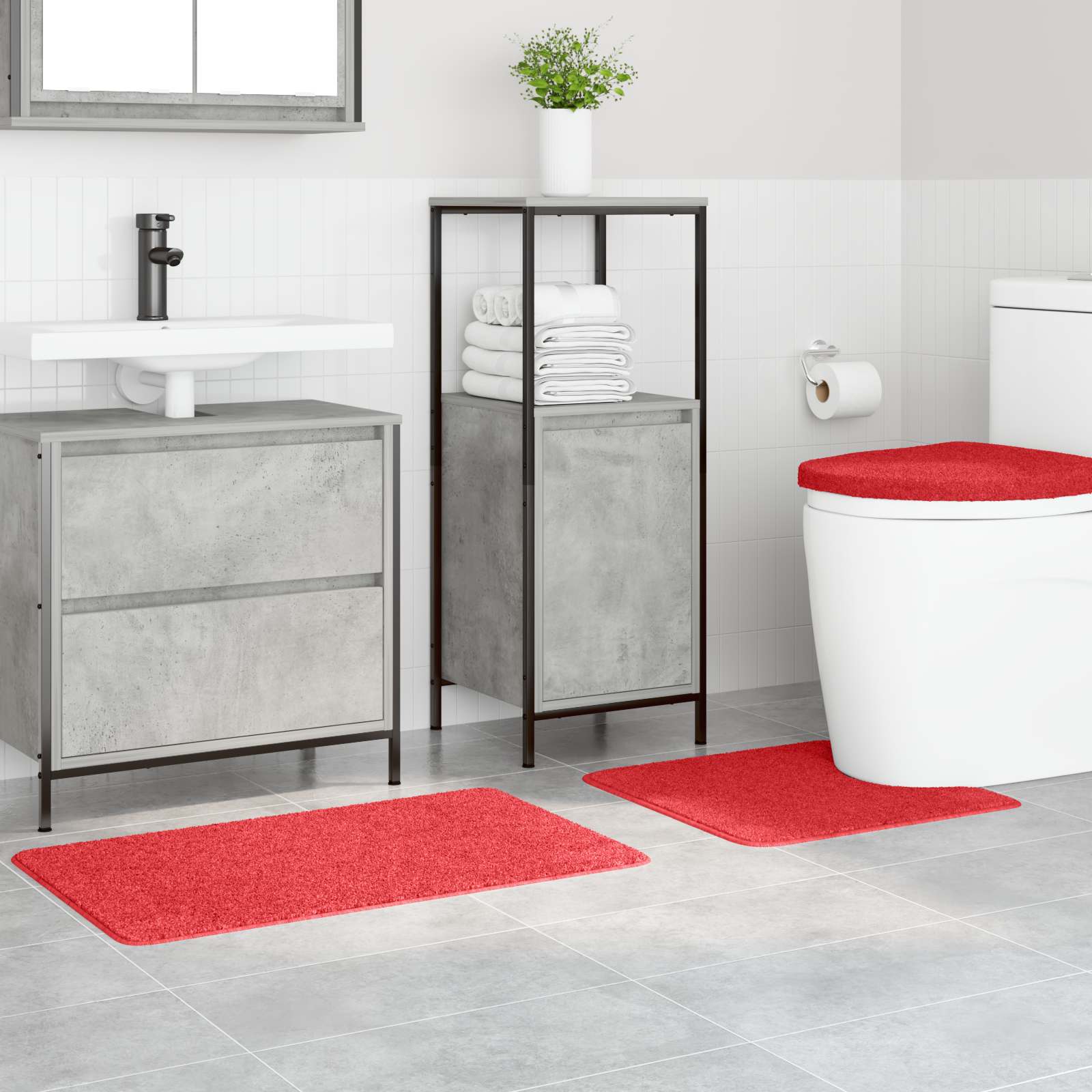 Anti-Rutsch Badematten-Set 3 pcs Grau PP