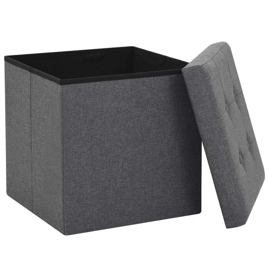 Hocker mit Stauraum Cremeweiß Leinenoptik