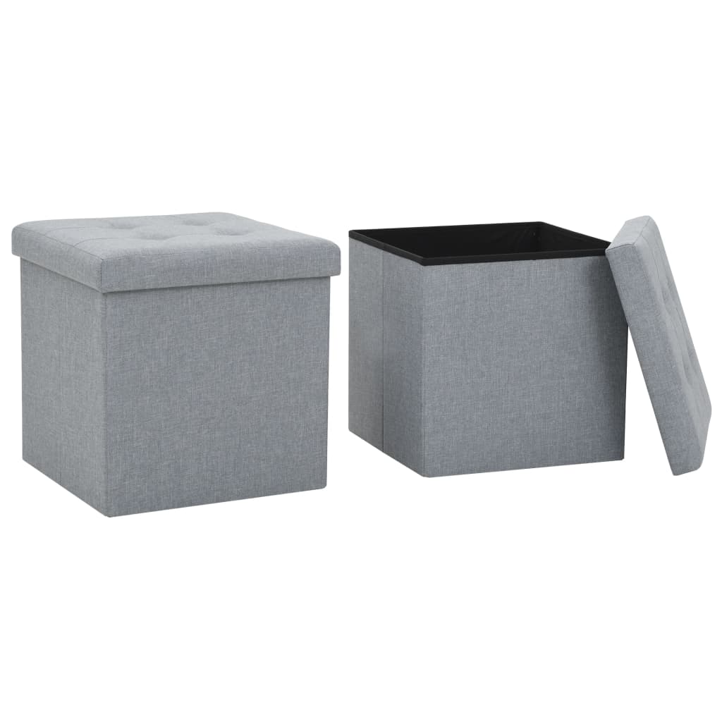 Hocker mit Stauraum Cremeweiß Leinenoptik