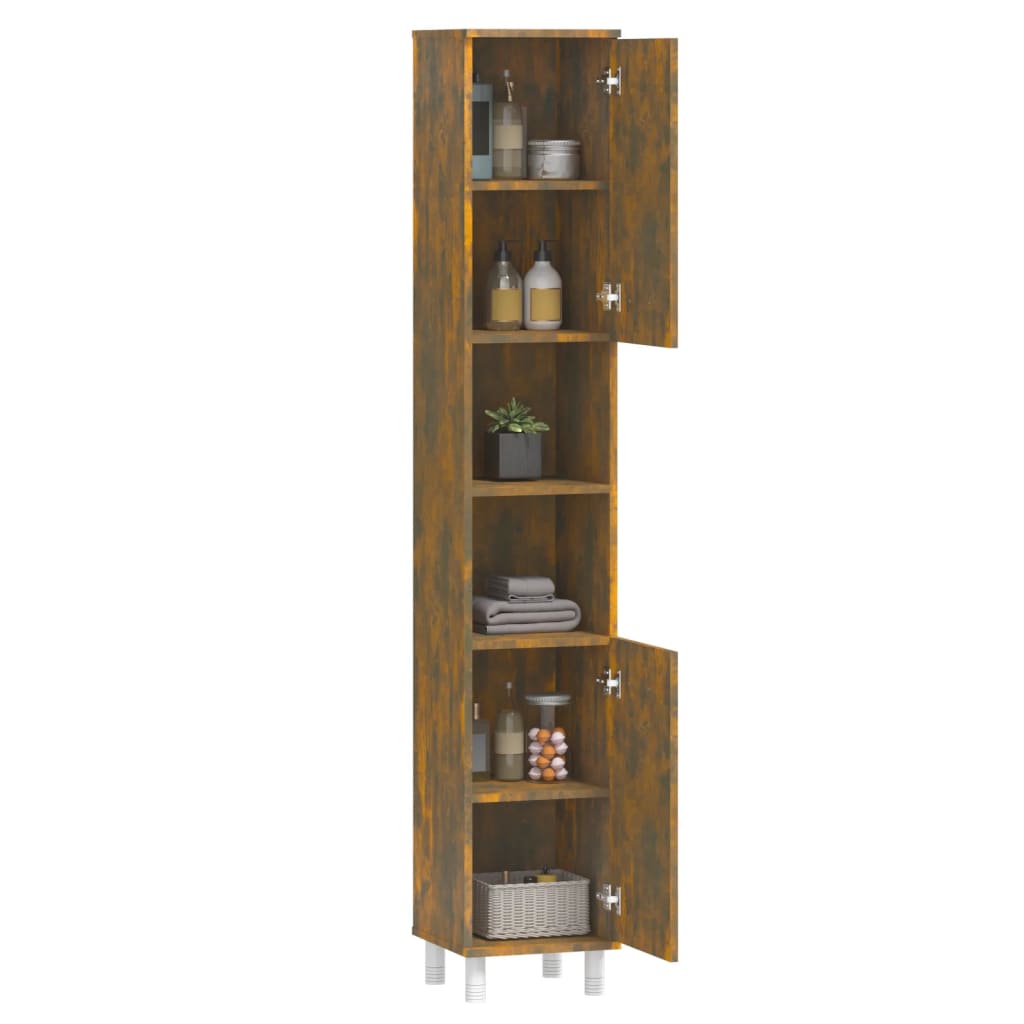 Badezimmerschrank Weiß 30x30x179 cm Holzwerkstoff