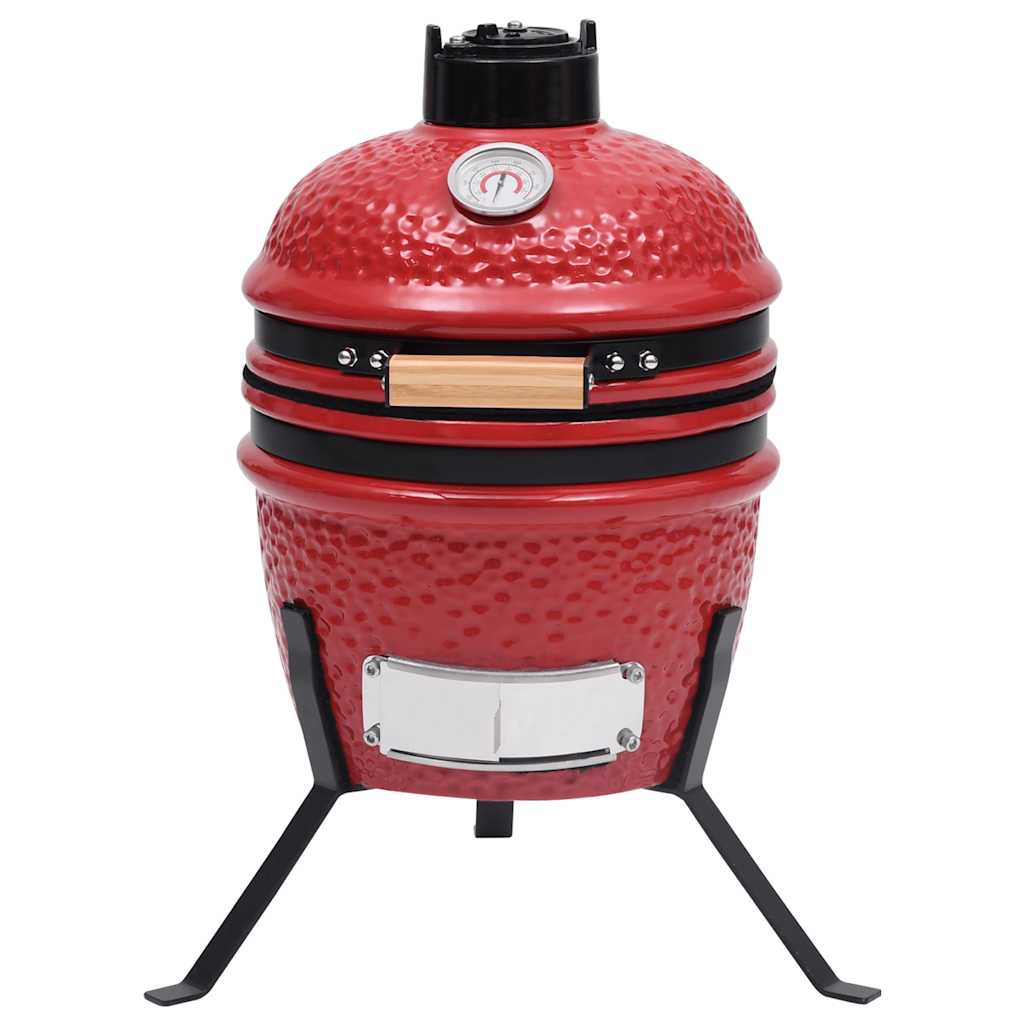 2-in-1 Kamado-Grill Smoker Keramik 56 cm Schwarz