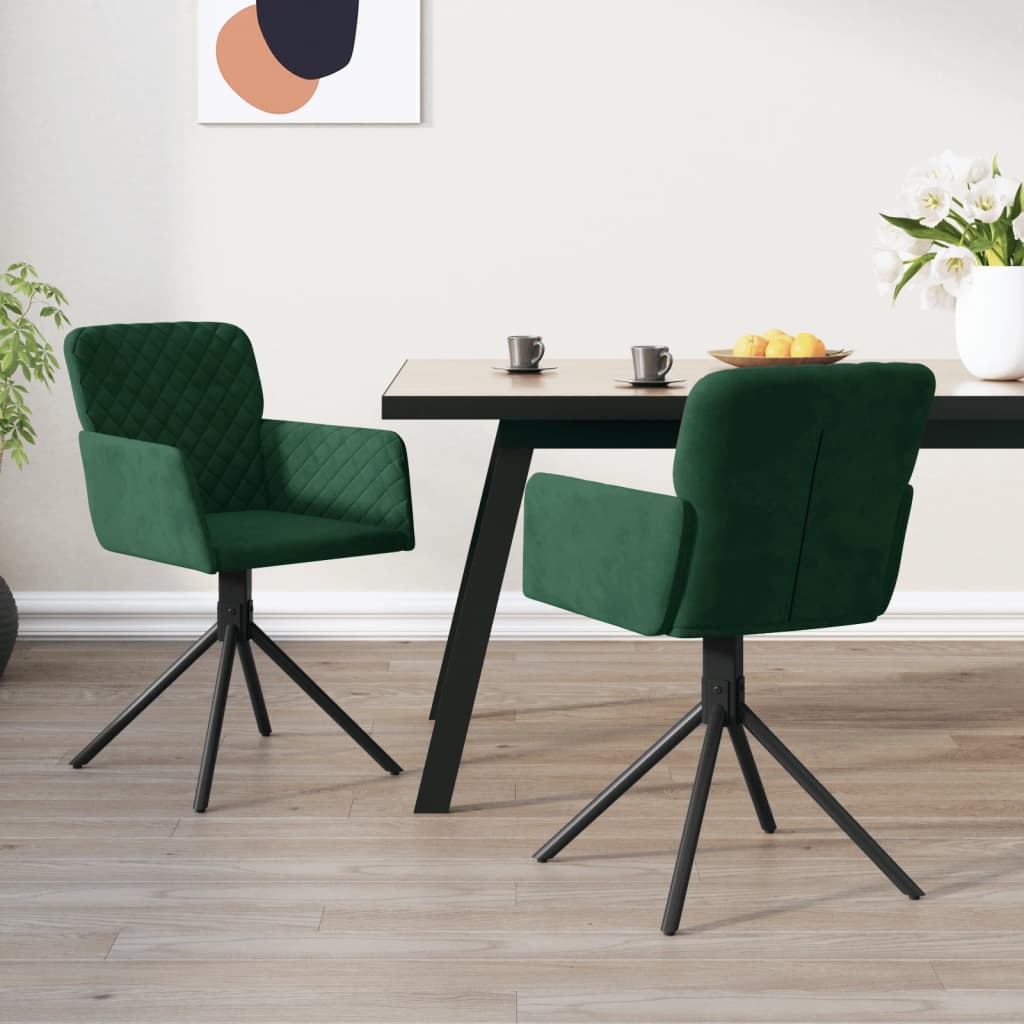Esszimmerstühle 2 Stk. Drehbar Blau Samt