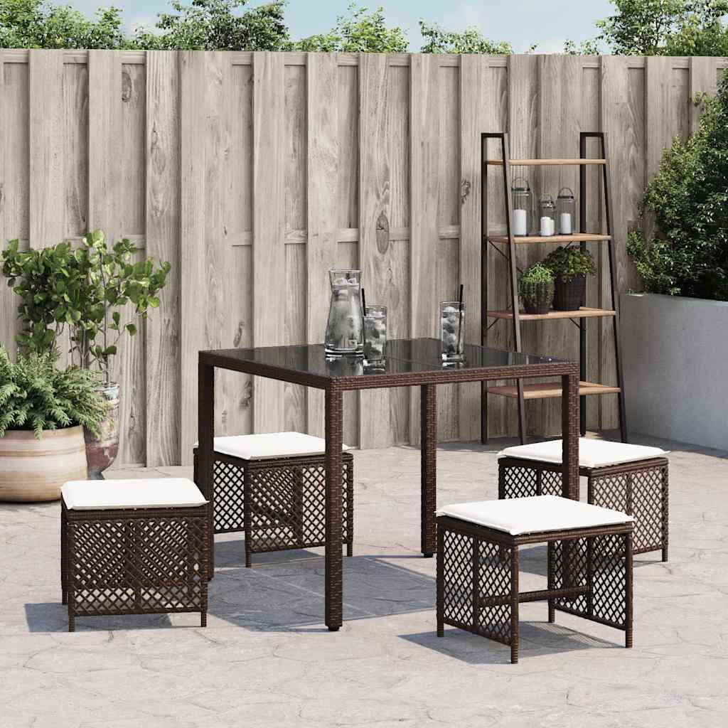 Gartenhocker mit Kissen 4 Stk. Schwarz 41x41x36 cm Poly Rattan