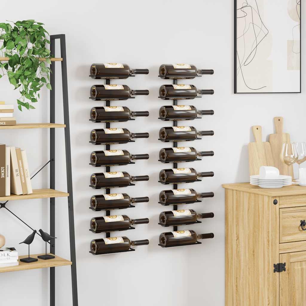Wand-Weinregal für 9 Flaschen Schwarz Eisen