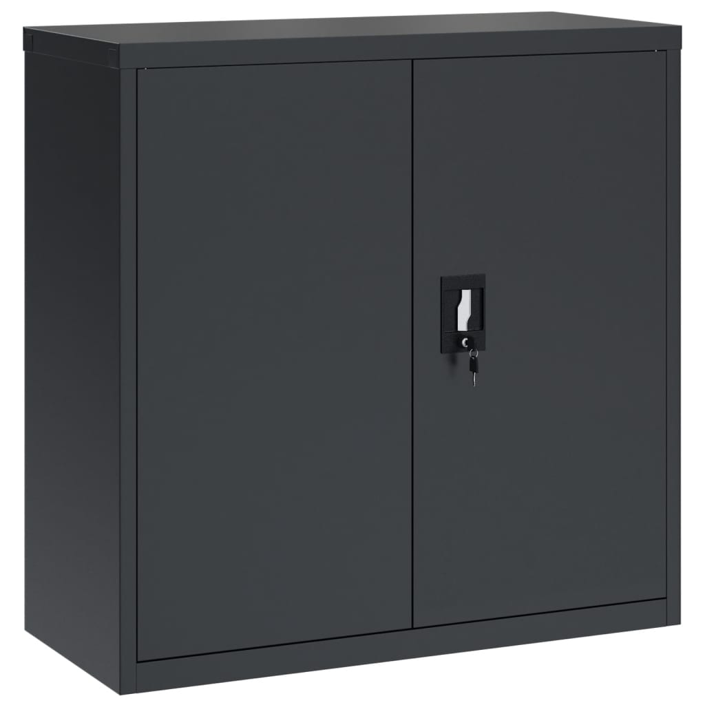 Aktenschrank mit 2 Türen Grau 90 cm Stahl