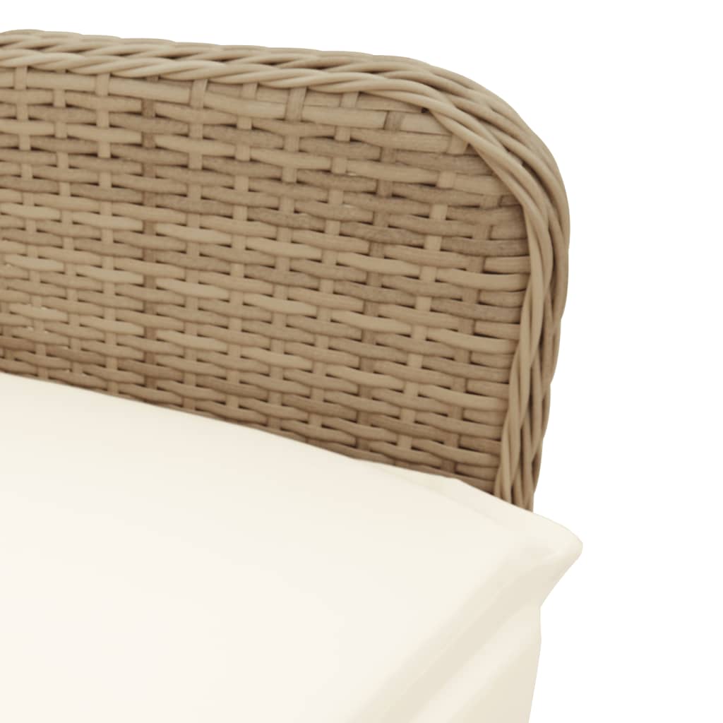 Gartensessel Verstellbar mit Kissen Schwarz Poly Rattan
