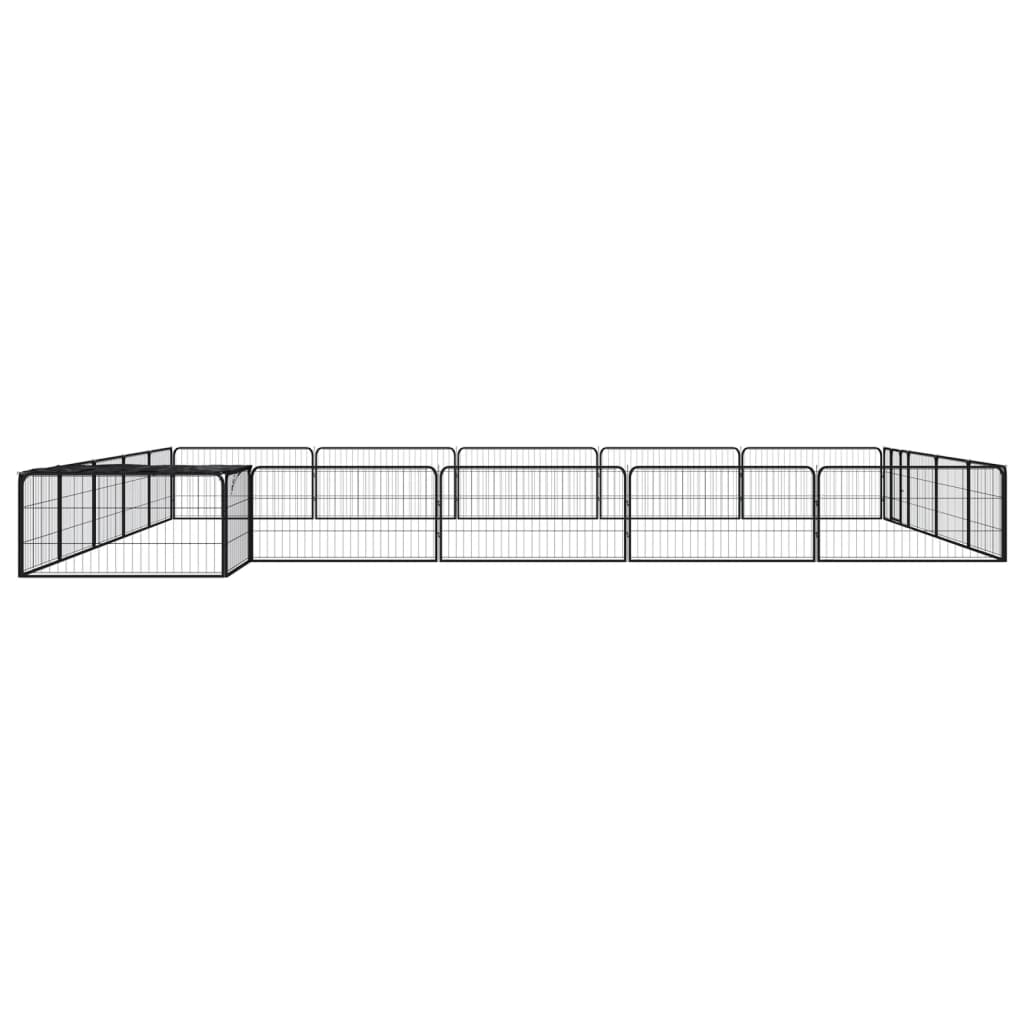 4-tlg. Hundelaufstall Schwarz 100x50cm Stahl Pulverbeschichtung
