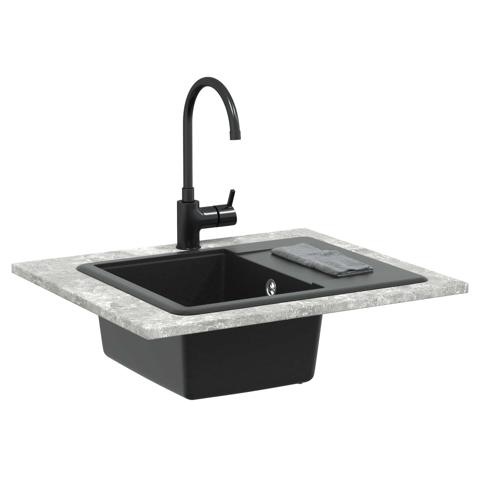 Waschbecken Schwarz 470 x 440 mm Granit