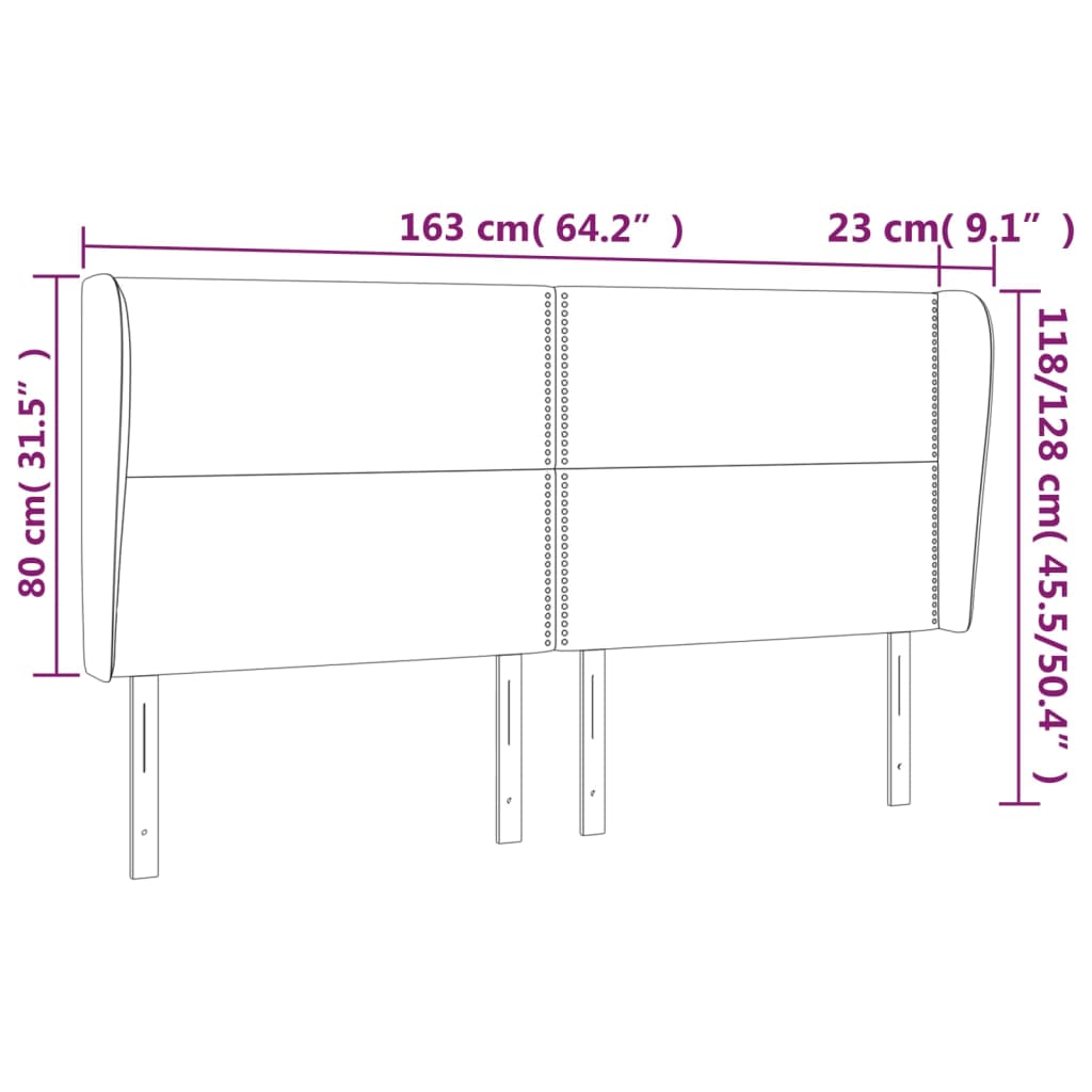 Kopfteil mit Ohren Dunkelgrau 83x23x78/88 cm Stoff