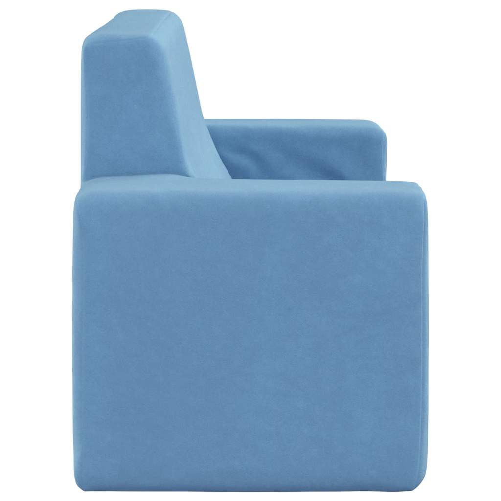 Kinder-Schlafsofa 2-Sitzer Hellgrau mit Sternen Weicher Plüsch