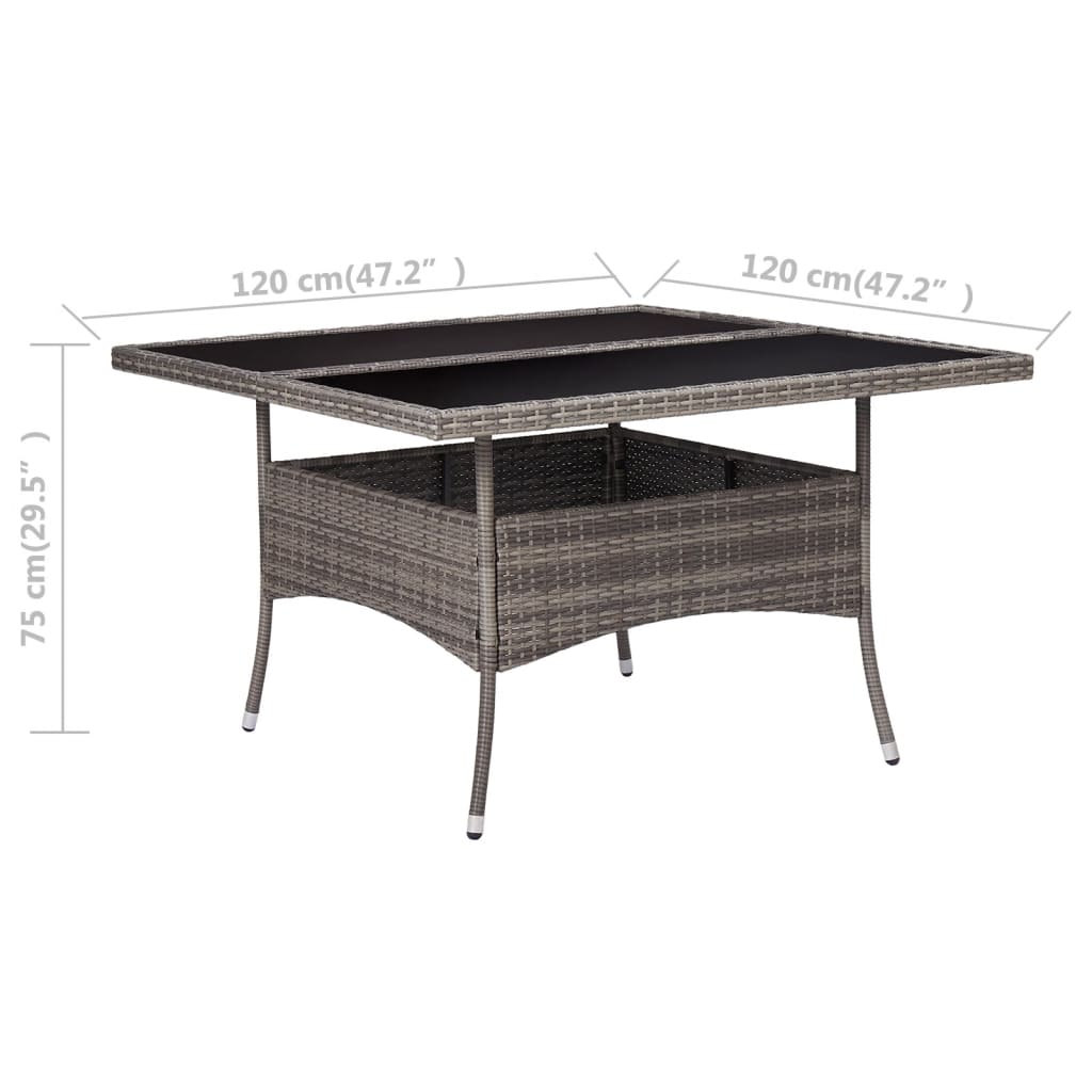 Garten-Esstisch Braun Poly Rattan und Glas
