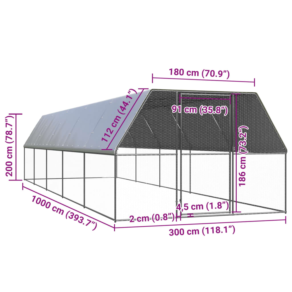 Outdoor-Hühnerkäfig 2x4x2 m Verzinkter Stahl