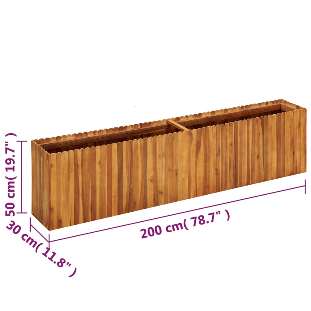 Garten-Hochbeet 50 x 30 x 25 cm Massivholz Akazie