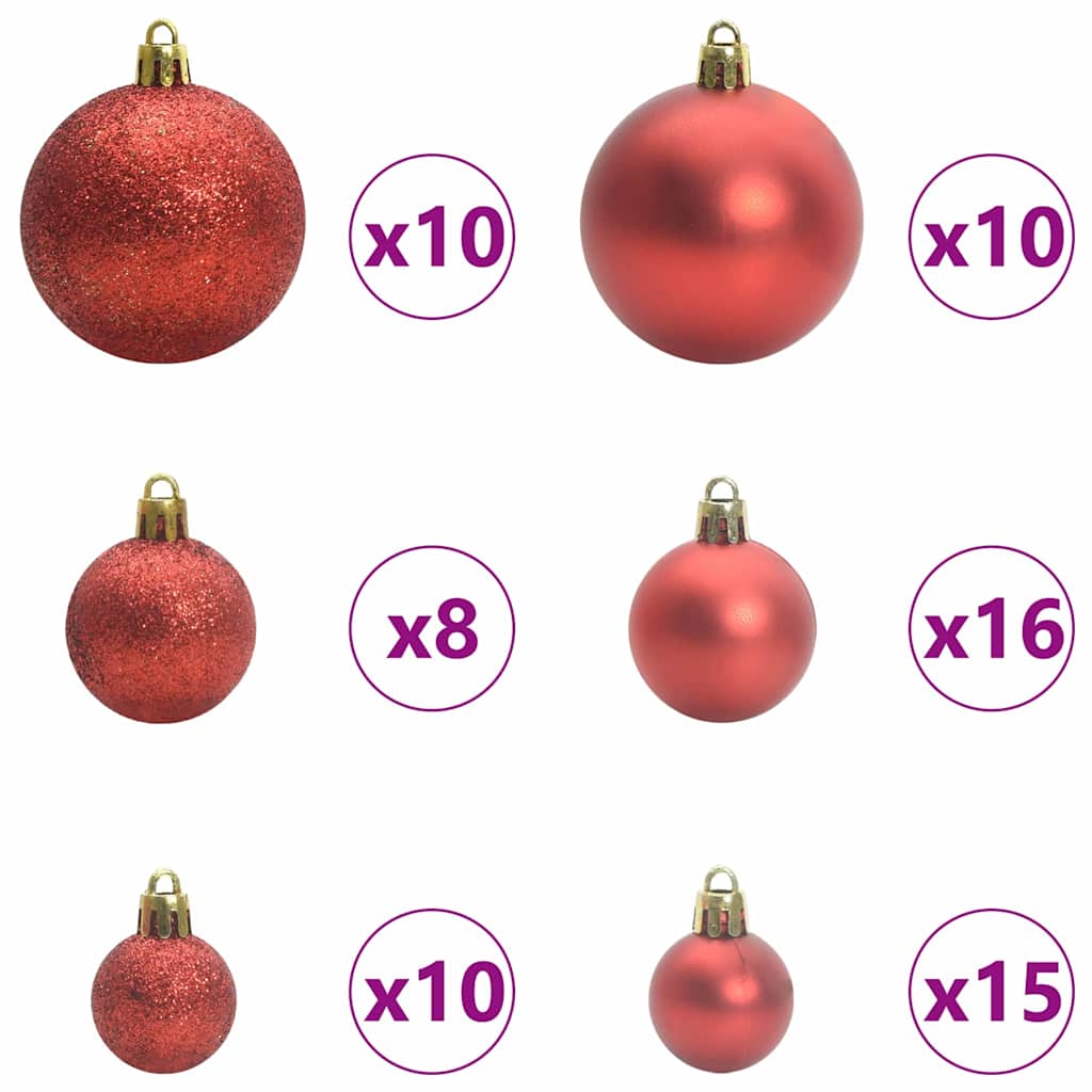 Künstlicher Weihnachtsbaum mit LEDs Kugeln Zapfen 150 cm