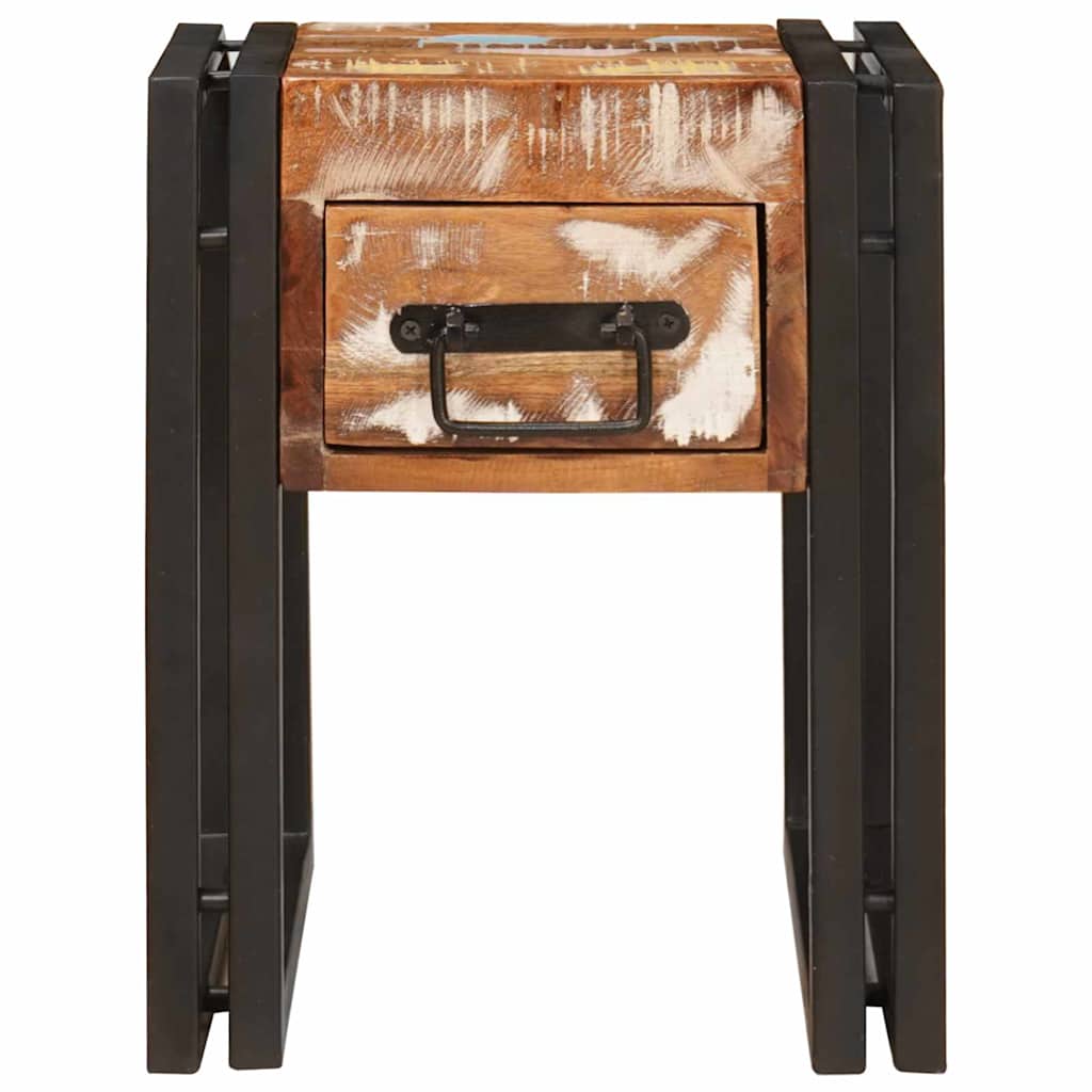 Beistelltisch mit Schubladen 40 x 40 x 50 cm Massivholz Mango