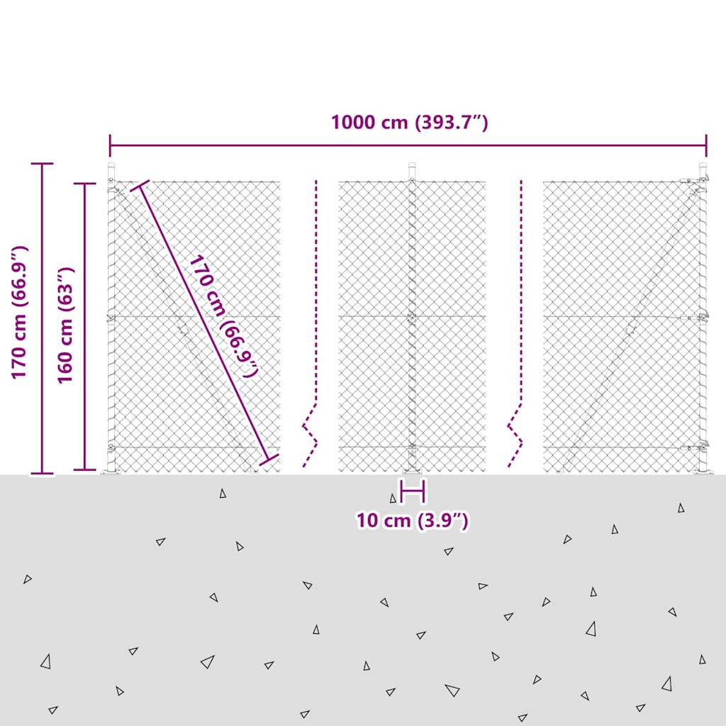Outdoor Kettenglied-Zaun Erdfixierung 10 x 0,4 m Grün Netz