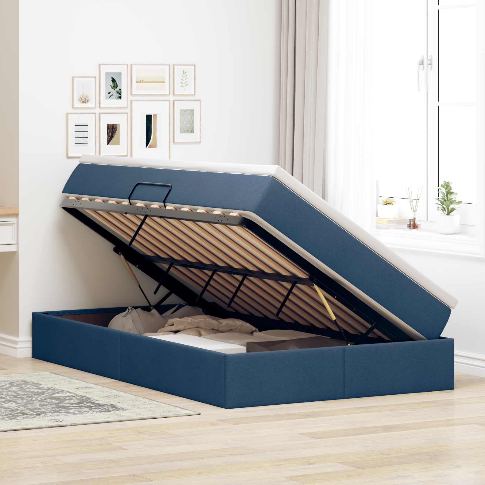 Aufbewahrungsbett mit Matratze Hellgrau 90 x 190 cm Polyester