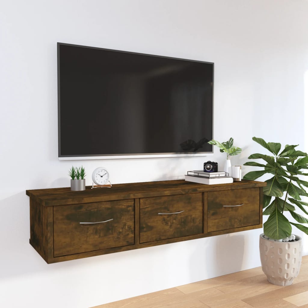Wand-Schubladenregal Weiß 60x26x18,5 cm Holzwerkstoff
